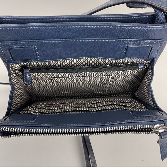 Brighton Interlok Blue Leather Crossbody Organizer Purse Silver Hardware Classic - Picture 7 of 14